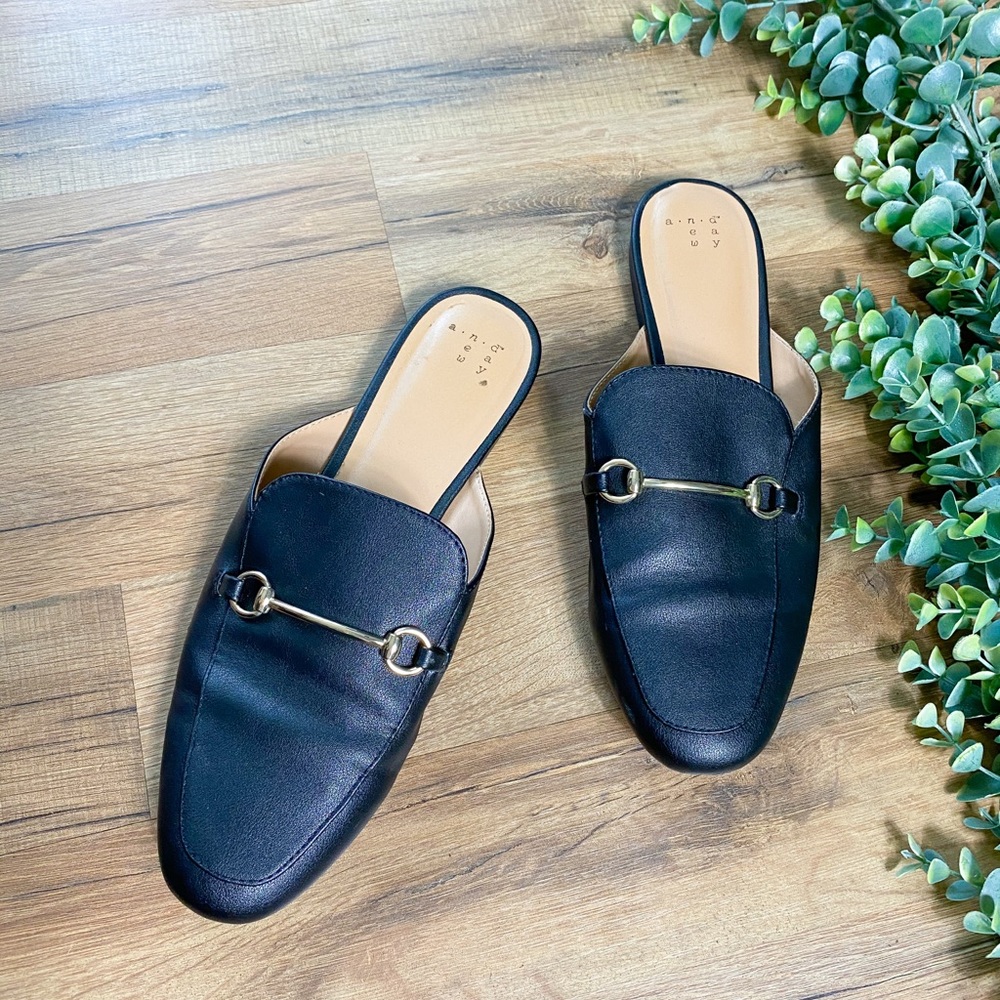 A New Day | Gold Metal Hardware Black Mule Flats